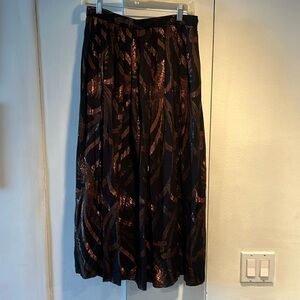 Brown and Bronze Knife Pleated Skirt